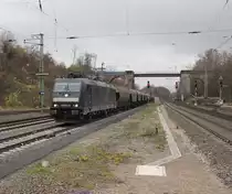 185 572-5 mit Getreidezug in Fahrtrichtung Norden. Aufgenommen am 23.11.2012 in Eichenberg.