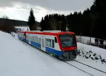 650 565 (VT 65) + 650 563 (VT 63) als RB nach Zwiesel am 08.02.2013 bei Zwieselau.