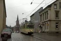 Tw 40 der Vhag f�hrt am 10.03.2013 auf der Herbeder Stra�e in Witten auf die (H) Bahnhofstr. zu.