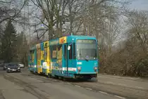 Bogestra Tw 332 mit Vollwerbung f�r Hannibal Einkaufszentrum ist auf der Bochumer Stra�e in Witten unterwegs und h�lt in K�rze am Crengeldanz