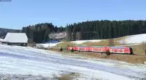 RE 5306 (Kreuzlingen-Karlsruhe Hbf) mit Schublok 146 111-0  Baden W�rttemberg erfahren  bei Stockburg 16.3.13