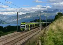 RABe 535 103 nach Zweisimmen und 2 weitere RABe 535 nach Brig am 26.08.2012 bei Einigen.