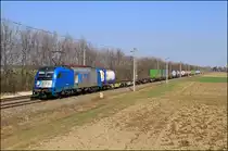 1216.910 mit dem LTE TEC 41145 (Passau-Ebenfurth-Sopron) am 17.03.13 kurz vor Ebenfurth.
