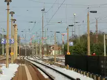 Signalanlage in Richtung Cottbus im Bereich des Bahnhofes Calau am 15.03.2013
