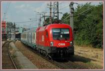 In der letzten Zeit sehr oft vor die Linse gekommen - EC  Allegro Starivari . Am 24.7.2006 als EC 33 von Wien nach Venedig, bespannt mit 1016 006 bei der Durchfahrt in Wien Liesing.