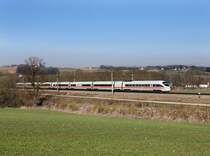 Ein ICE-T nach Wien am 17.03.2013 unterwegs bei Taufkirchen a. d. Pram.