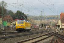 120 502 durchfhrt am 19. Mrz 2013 solo den Kronacher Bahnhof in Richtung Lichtenfels.