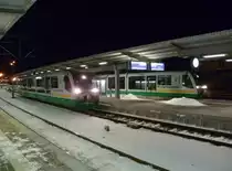 Zwei 654er der Vogtlandbahn standen am 15.03.13 in Plauen/V. oberer Bahnhof.