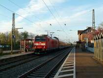 146 111-0 mit einem RE nach Basel Bad. Bf am 11.04.12 bei der Einfahrt in den Bahnhof Orschweier.