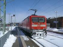 Fast eine Stunde lang stand 112 103,am 23.M�rz 2013 auf dem Hauptgleis in Bergen/R�gen.