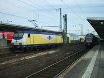 ME 146-02 mit ME 82826 nach Uelzen und zwei Cantus als CAN 24021 nach Hann M�nden und CAN24077 nach Bebra, stehen am 23. M�rz 2013 in G�ttingen.