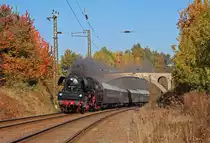 Im Herbst 2012 gab es f�r das Eisenbahnmuseum Leipzig eine Jubil�umsrunde. Anl��lich der 10. Leipziger Eisenbahntage kam der Sonderzug am 21.Oktober auch durch Lehndorf bei Altenburg.
