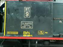 Beschriftung am F�hrerhaus der BT Lok.Rorschach 27.08.06