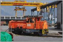 Gm 3/3 232 im Freiverladeareal Landquart. (02.04.2013)