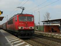 155 118-3 am 06.04.2012 bei der Durchfahrt B�rstadt(oben).