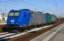 3.4.2013, Angerm�nde. Abgespannte 185 524 und 517