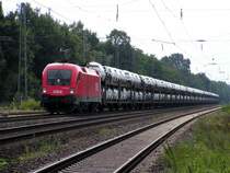 BR 1116 055-3 bringt am 2.9.06 eine ganze Zugladung nagelneuer BMW Gel�ndewagen nach Norddeutschland!