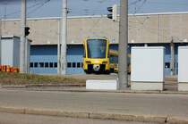Neue Stadtbahn (DT8.12) der Stuttgarter Stra�enbahnen AG am 4. April 2013 im Betriebshof 1.