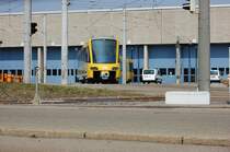 Neue Stadtbahn (DT8.12) der Stuttgarter Stra�enbahnen AG am 4. April 2013 im Betriebshof 1.