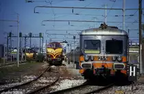 Depot des Hauptstadtbahnhof Luxembourg am 7.9.1996.
Betriebsruhe f�r den Inox Triebwagen 255 und die Diesellok 1814 der CFL.