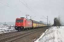 185 603 (91 80 6185 603-8 D-HGK) mit Autozug am 09.02.2013 bei P�lling