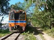 Der Excursion Train aus Bangkok Hualamphong am 11.01.2013 in Nam Tok Sai Yok Noi. Diese Zug verkehrt nur am Wochenende und bringt haupts�chlich einheimische Ausfl�gler zum Wasserfall an der Endstation Nam Tok.