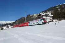 Ge 4/4 III 650 befindet sich am 03.03.2013 ausgangs Berg�n.