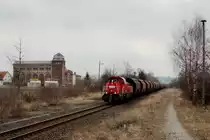 265 001-8 wurde am 02.04.13 mit einem Kali-Leerzug nach Heringen/Werra in Dankmarshausen im Bild festgehalten.