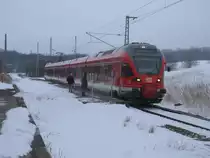 Auf der Fahrt nach Rostock war,nach Sassnitz und Lancken,Sagard der n�chste Halt f�r den RE 13008 am 29.M�rz 2013,Gefahren vom 429 028.