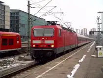 Bei der Einfahrt in den Stuttgarter Hbf. 143 109 am 12.02.2013.