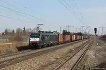 189 280 mit einem Containerzug am 04.04.2013 in M�nchen Langwied.
