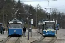 An nur 10 Einsatztagen kamen P-Wagen aus der 12er zum Einsatz. Hier: 2031 & 2160 am 30.03.13 am Scheidplatz