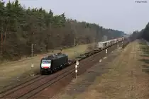 ES 64 F4 - 840 (189 840) mit einem KLV Richtung S�den. Aufgenommen am 28.03.2013 bei Graben-Neudorf.
