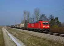 185 268 mit einem G�terzug am 28.03.2013 bei Langenisarhofen.