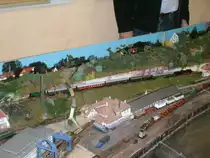 Auf dieser N-Anlage fuhren die Z�ge sogar im Schiebedienst wie im Original,denn das Motiv der Anlage ist der ehmalige F�hrhafen Sassnitz Hafen.Aufgenommen am 29.Dezember 2012 in Sassnitz.