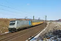 RP/PCT 185 691 war Mitte M�rz 2013 mit einem ARS-Altman-Zug zwischen Nordstemmen und Elze (KBS 350) auf dem Weg Richtung S�den.