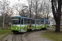 Straßenbahn Zagreb / Tramvaj Zagreb / Zagrebački Električni Tramvaj (ZET): Tatra KT4YU, Wagennummer 347 am Westbahnhof (Zapadni kolodvor). Aufgenommen im Januar 2013. 

