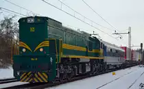 S� 664-111 zieht LkW-Zug durch Maribor-Tabor Richtung Norden. /28.3.2013