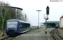 BOB-VT 65 hat am 5.4.13 in Friedrichshafen die ersten 100 Meter auf dem Weg vom Hafen- zum Stadtbahnhof zur�ckgelegt. 