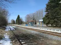 Nur ein Gleis wird in der Station Peenem�nde genutzt.Aufgenommen am 06.April 2013.