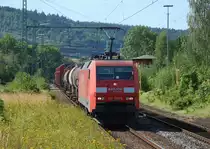 152 095-6 mit EZ am 18.08.2012 in Emmerthal. Aufgrund von Bauarbeiten im Bereich G�ttingen - Hannover wurde ein Teil der G�terz�ge �ber die KBS 360 umgeleitet.  