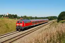 218 435 mit RE 57590 bei Epfenhausen (19.08.2012)