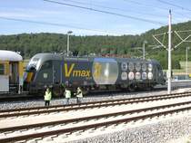 ES64U4 im Bahnhof Kinding am 02.09.2006 vor der mit 357 km/h erfolgreichen Weltrekordfahrt