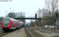 IRE Friedrichshafen-Ulm-Stuttgart kommt am 7.4.13 in Ravensburg an. 