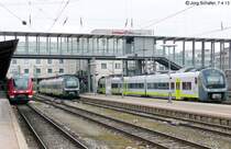 S�dlich vom Ulmer Empfangsgeb�ude liegen die Stumpfgleise 26 bis 30. Dort treffen sich regelm��ig private und DB-„Mopsgesichter“.