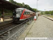 BR 642 700 (Desiro) in Cranzahl (Erzgebirge) f�hrt nach kurzem Aufenthalt weiter nach Chomutov (CZ).
