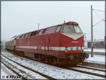 219 020 hat soeben den Bahnhof Sonneberg erreicht und wird in K�rze nach Steinach weiterfahren