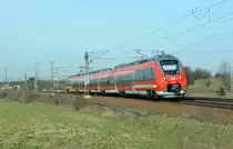 442 313 war am 08.04.13 von Leipzig aus nach Dresden unterwegs, als er durch Zeithain fuhr.