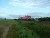 185 314-2 mit einem KLV-Zug am Morgen des 07.07.12 bei H�gelheim. Der Zug ist Richtung Norden unterwegs.