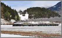 Dampextrazug mit G 4/5 107  Albula  vor dem Bot Danisch bei Bonaduz. (21.04.2013)